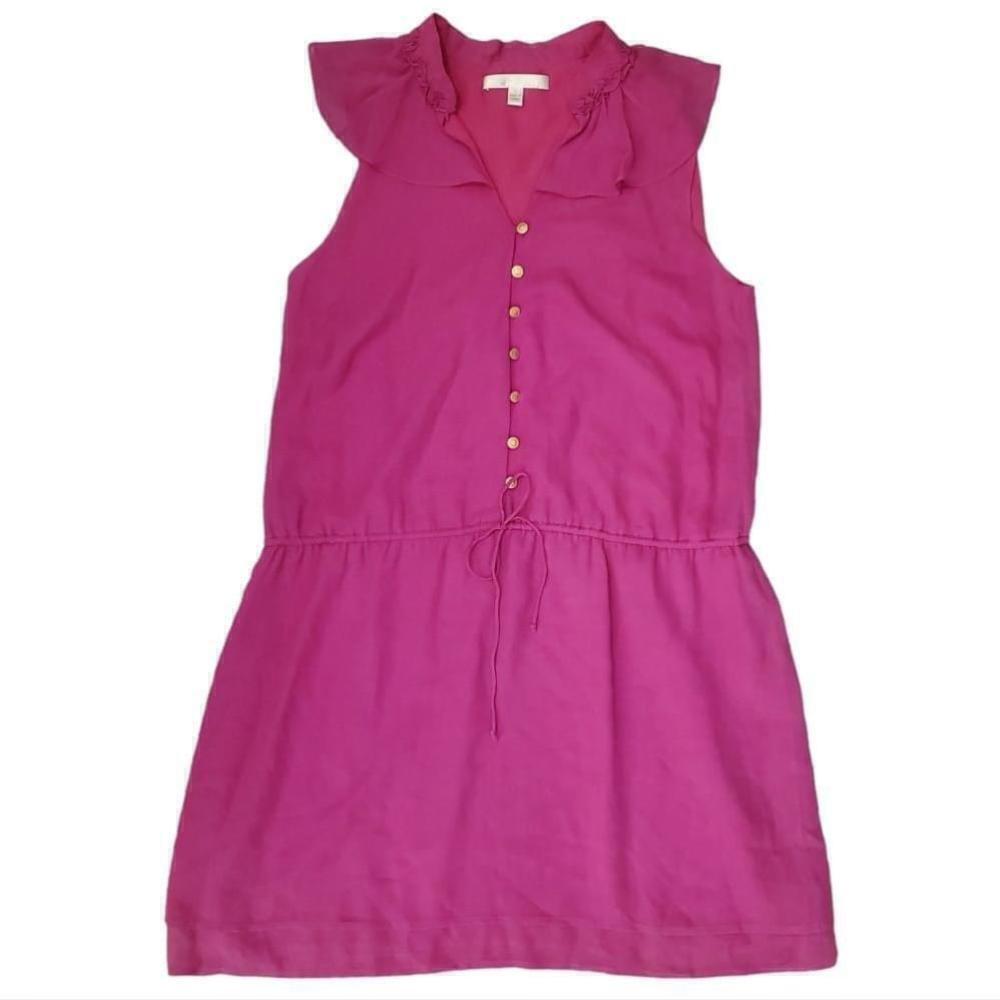 Jenny Han Dress Silk Ruffle Barbie Coquette Feminine Pink Fuchsia Cinch Waist